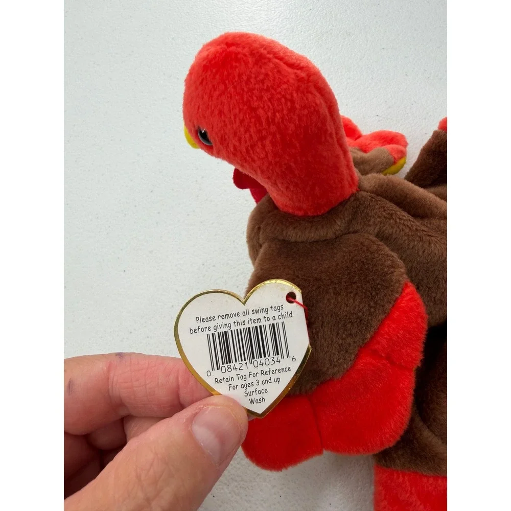Ty Beanie Babies Gobbles Turkey Plush 1996 Vintage Thanksgiving Brown Red 9 inch